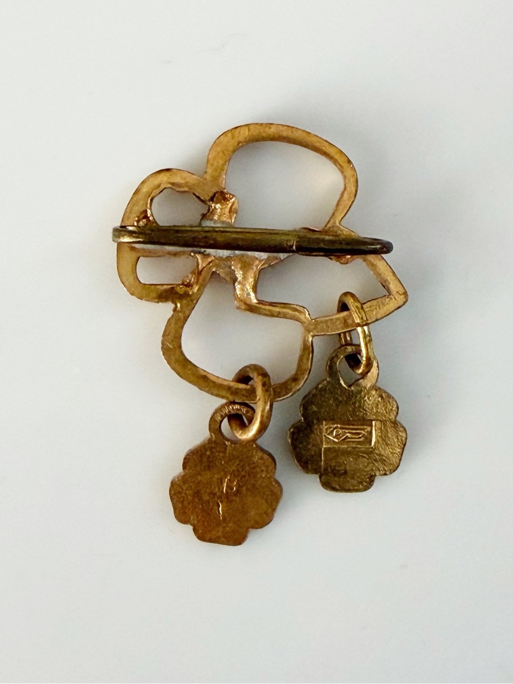 Vintage Girls Scouts Brownie Gold Tone Dangle Pin Brooch - Picture 2 of 6